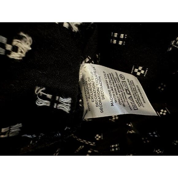 Loft NWT Clip Stripe Ruffle Tie Neck Blouse in Black Size S - Picture 7 of 7